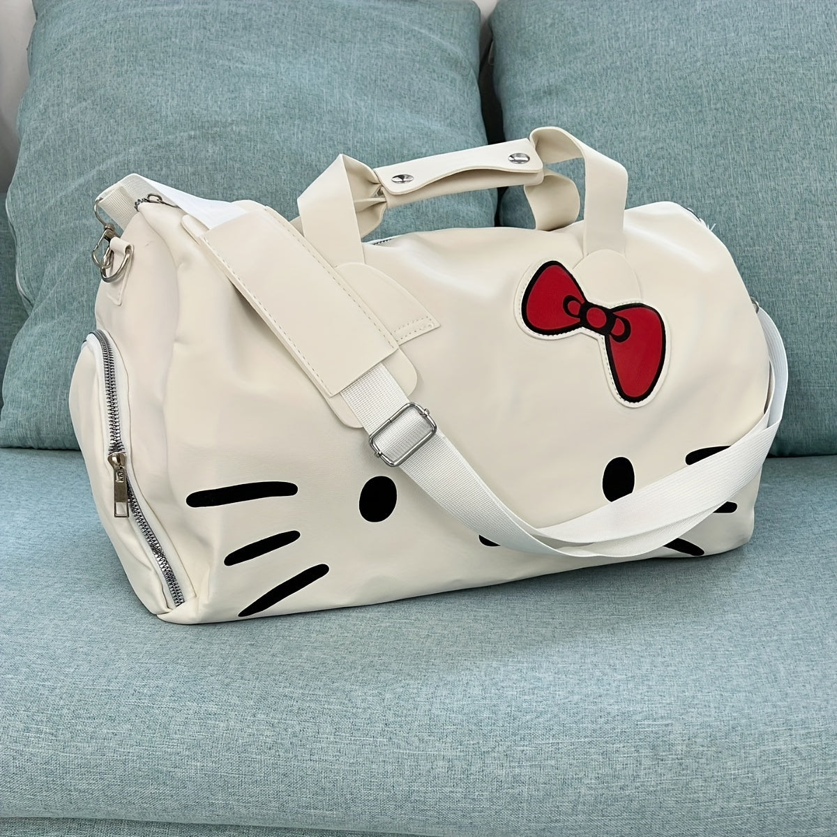 1pc Large Capacity Hello Kitty Cute Cartoon Travel Bag, Hand-Held Messenger Fitness Bag for Short-Distance Light Luggage