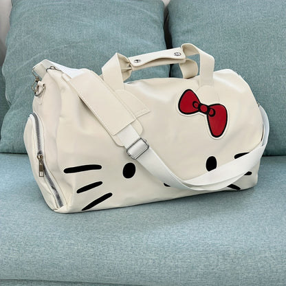 1pc Large Capacity Hello Kitty Cute Cartoon Travel Bag, Hand-Held Messenger Fitness Bag for Short-Distance Light Luggage