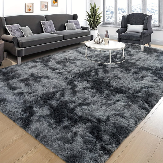 1pc Luxurious Rectangular Shaggy Plush Carpet Rug - Soft, Fluffy, Tie-dyed, Solid, Dark-colored, Dirt-resistant, Non-slip, Machine Washable - Perfect for Living Room Sofa, bed Room, Home High-end Decorative, Easy to Clean, Long-lasting, and Versatile