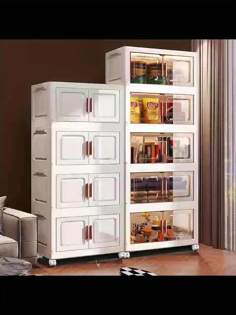 2025 Up grande multi-layer extra large storage cabinet, high-end multifunctional foldable storage box (with wheels and doors), aesthetic room decoration, suitable for bedrooms, can organize documents, toys, snacks, clothes