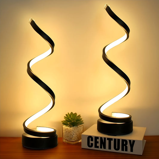 2 PCS Modern LED Table Lamp, Stretchable & Compressible Creative 3 Color Dimmable Spiral Bedside Decorative Lamp Desk Light For Bedroom, Living Room, Office, Bookshelf, Nightstand - Cosy