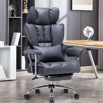 Efomao Desk Office Chair 400LBS, Big And Tall Office Chair, PU Leather Computer Chair, Executive Office Chair With Leg Rest And Lumbar Support