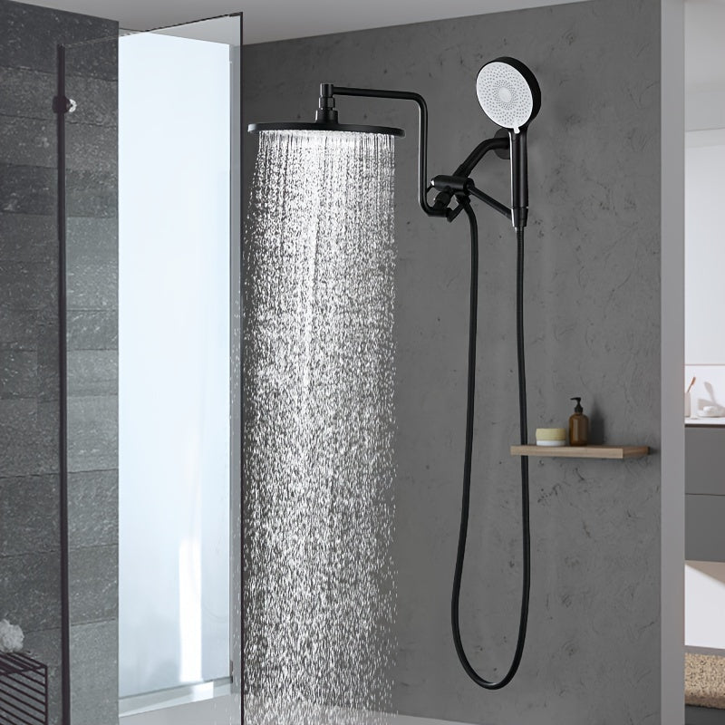 10-Inch High-Pressure Rainfall Showerhead Combo - Experience Luxurious Showering with 3-Mode Handheld Shower, 12-Inch Adjustable Extension Arm, and 3-Way Shower Toggle Valve - Includes Extra Long 71-Inch Hose and Extension Shower Bracket in Black - Cosy