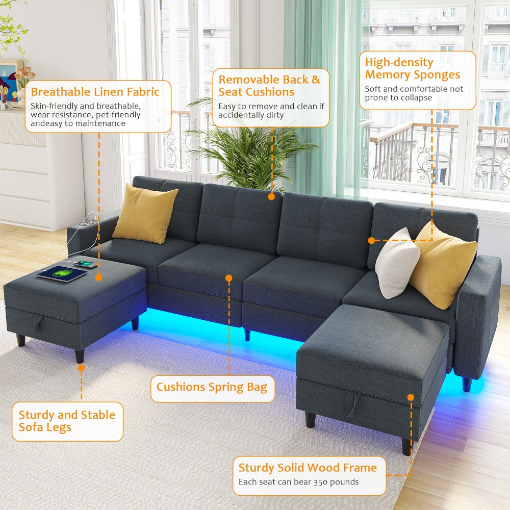 blue light sofa