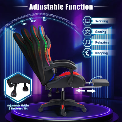 LED Gaming Chair: The Ultimate Gaming Throne With Stylish Lights, Lumbar Massage & Sliding Footrest