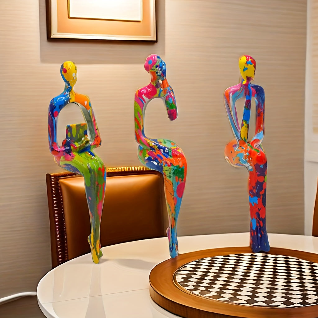 3 Pieces Resin Abstract Figure Statues - Durable, Modern, and Versatile Decorative Art for Home, Office, or Gift - Perfect for Any Occasion, Easy to Assemble and Maintenance-Free