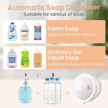 Sejoy Wall Mounted Automatic Soap Dispenser With Electric Smart Magnifier LED Light For Toilet, Bathroom, Kitchen