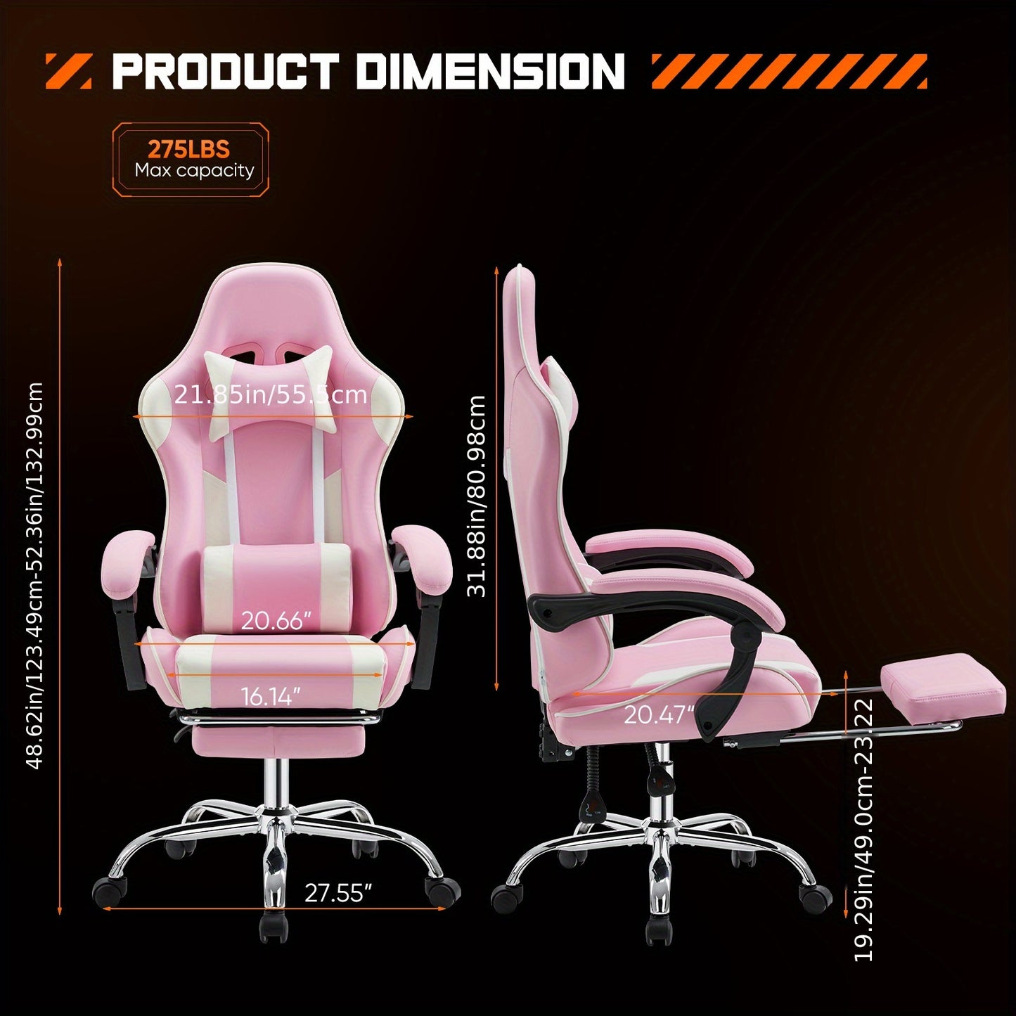 Computer Gaming Chair High Back, Ergonomic Office Seat with Flip-up Armrest, Wheeled Video Gamchair for Adults