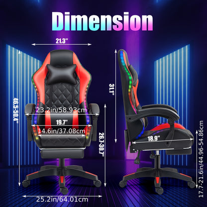 LED Gaming Chair: The Ultimate Gaming Throne With Stylish Lights, Lumbar Massage & Sliding Footrest