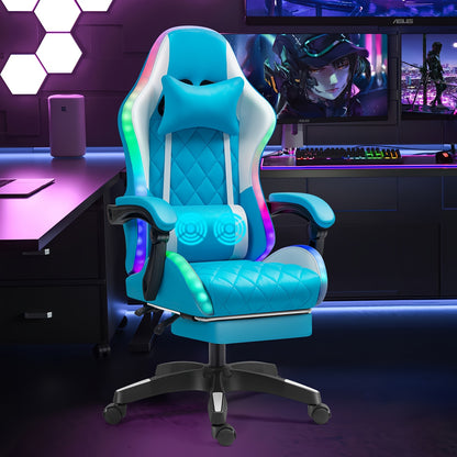 LED Gaming Chair: The Ultimate Gaming Throne With Stylish Lights, Lumbar Massage & Sliding Footrest