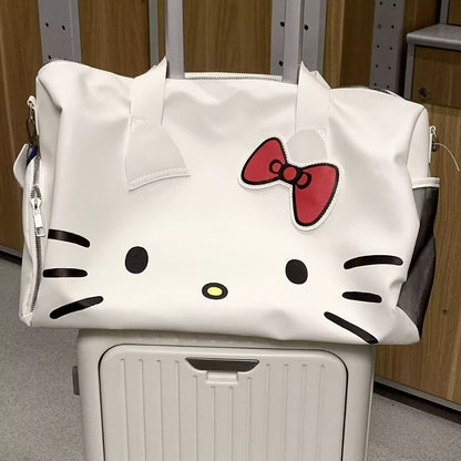 1pc Large Capacity Hello Kitty Cute Cartoon Travel Bag, Hand-Held Messenger Fitness Bag for Short-Distance Light Luggage