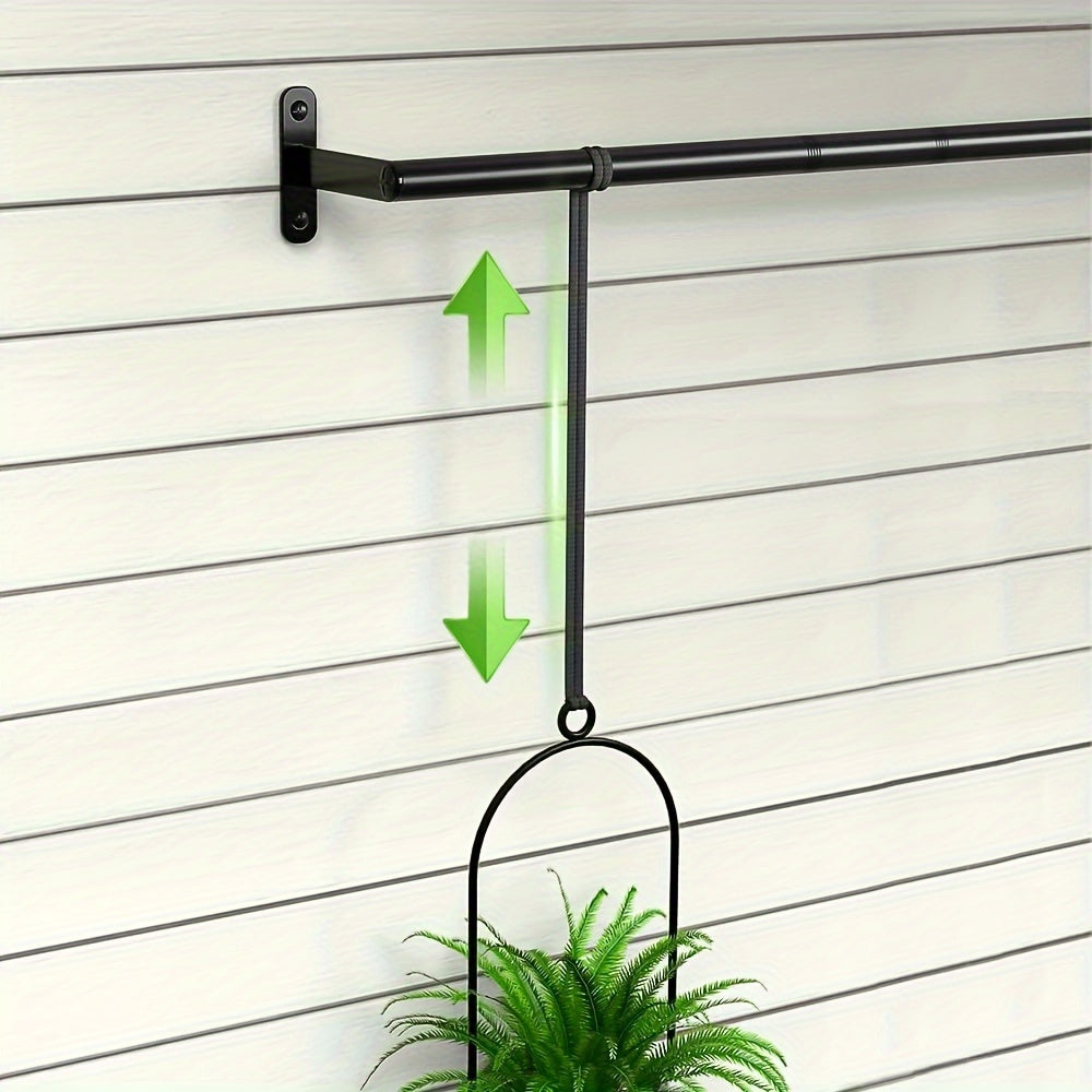 1set Metal Adjustable Hanging Planters with 4pcs Plastic Pots, Rail for Indoor Window & Ceiling Herb Garden, Wall Plant Hanger  - Cosy