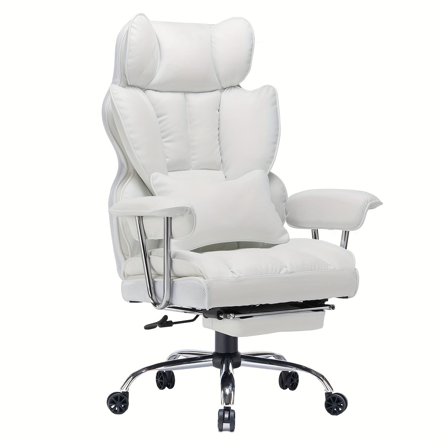 Efomao Desk Office Chair 400LBS, Big And Tall Office Chair, PU Leather Computer Chair, Executive Office Chair With Leg Rest And Lumbar Support