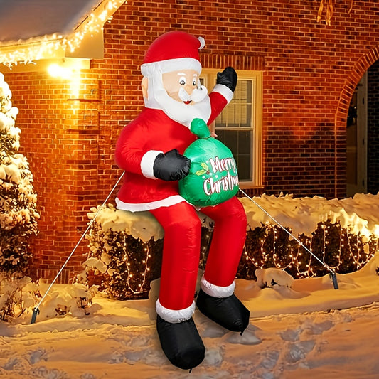 1pc Christmas Inflatable Santa Claus With LED Lights, Christmas Blow Up Yard Decorations With Gift Bag Holiday Decor For Garden Patio Lawn Party Xmas Gifts, Christmas Decorations Outdoor