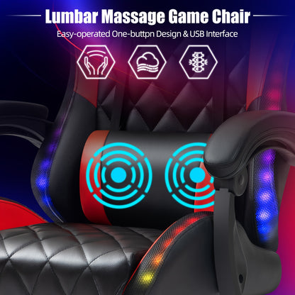 LED Gaming Chair: The Ultimate Gaming Throne With Stylish Lights, Lumbar Massage & Sliding Footrest