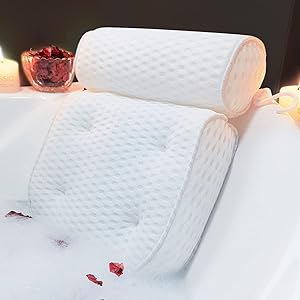 AEROiVi Bathtub Pillow Headrest Bath Pillows for Tub Neck and Back Support with Non Slip Suction Cups Spa Bath Cushion Relaxing Bathroom Accessories - Cosy