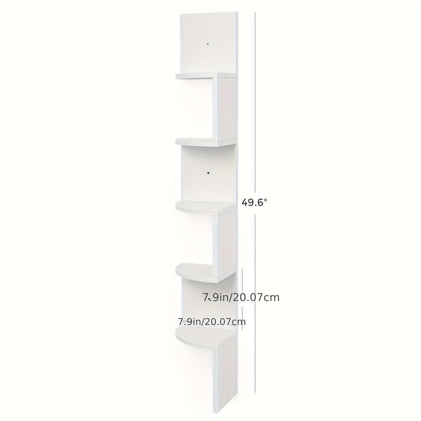 5-Tier Corner Floating Shelf - Space-Saving Wall Mount Bookcase for Bedroom, Living Room, Bathroom, Home Office - Sturdy, Adjustable, Easy Assembly, Rust-Resistant, Modern Design