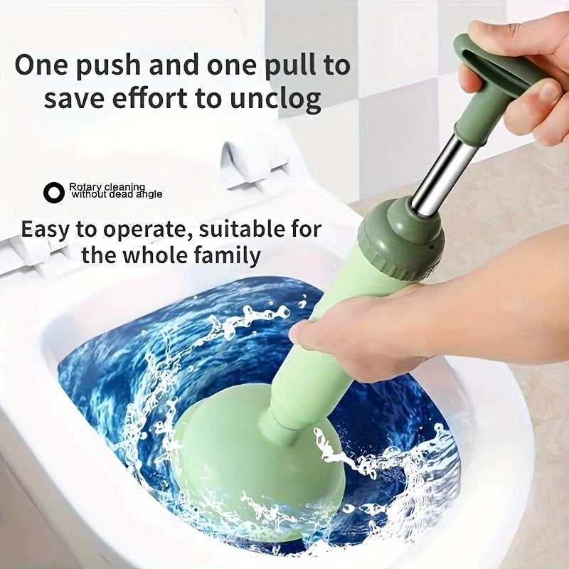 1pc Silicone Toilet Plunger with Suction Cups, Faux Leather Handle, Tweezers & Wiping Cloth - Effort-Saving Manual Drain Cleaner for Bathroom & Kitchen Clogs