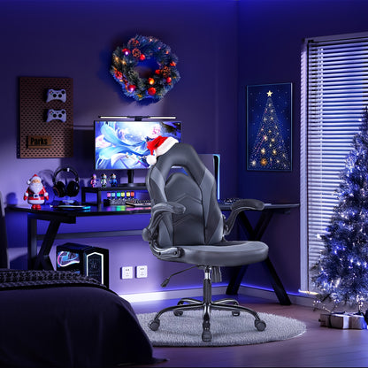 Computer Gaming Chair High Back, Ergonomic Office Seat with Flip-up Armrest, Wheeled Video Gamchair for Adults