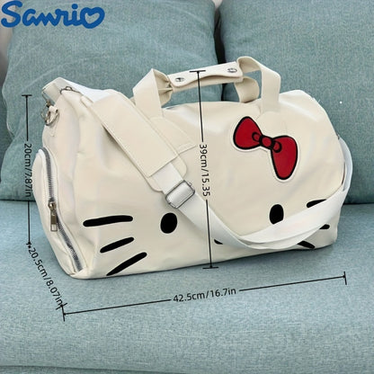 1pc Large Capacity Hello Kitty Cute Cartoon Travel Bag, Hand-Held Messenger Fitness Bag for Short-Distance Light Luggage