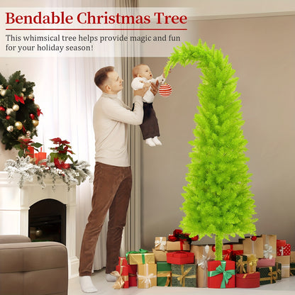 1 PC 6FT Bendable Artificial Christmas Tree with Tree Skirt, String Light, Christmas Ball, Stand, and Whimsical Ornaments for Home Office Party Decor- Cosy