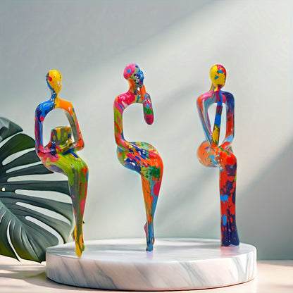 3 Pieces Resin Abstract Figure Statues - Durable, Modern, and Versatile Decorative Art for Home, Office, or Gift - Perfect for Any Occasion, Easy to Assemble and Maintenance-Free