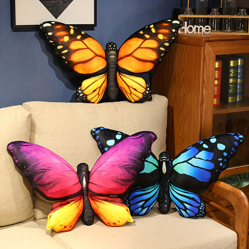 50cm/19.68in Simulated Butterfly Pillow 3D Printed Butterfly Throw Pillow Lifelike Butterfly Plush Toy Sofa, Bedroom Decoration Pillow Halloween Christmas Gift