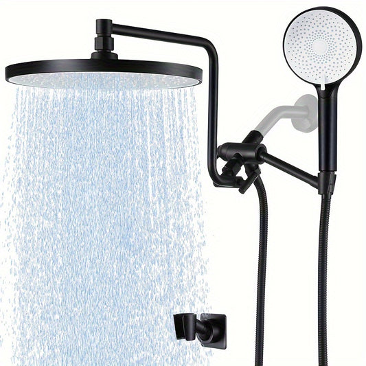 10-Inch High-Pressure Rainfall Showerhead Combo - Experience Luxurious Showering with 3-Mode Handheld Shower, 12-Inch Adjustable Extension Arm, and 3-Way Shower Toggle Valve - Includes Extra Long 71-Inch Hose and Extension Shower Bracket in Black - Cosy