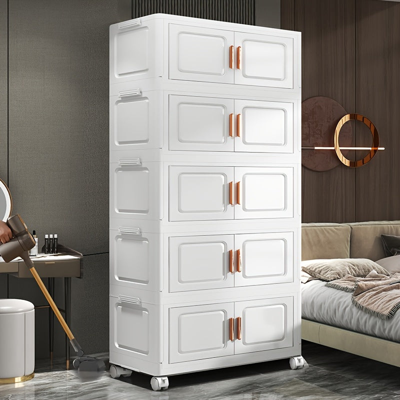 2025 Up grande multi-layer extra large storage cabinet, high-end multifunctional foldable storage box (with wheels and doors), aesthetic room decoration, suitable for bedrooms, can organize documents, toys, snacks, clothes