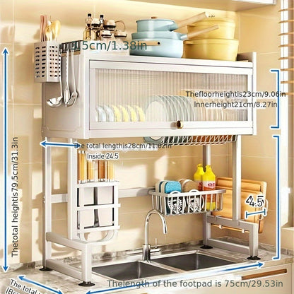 Home with Cabinet Door Kitchen Storage Rack Sink Dish Tray Storage Rack Multi-function Counter Top Drain Rack