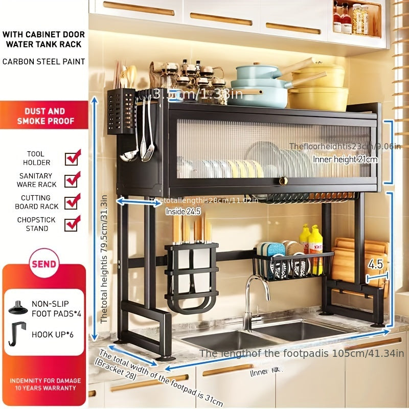 Home with Cabinet Door Kitchen Storage Rack Sink Dish Tray Storage Rack Multi-function Counter Top Drain Rack