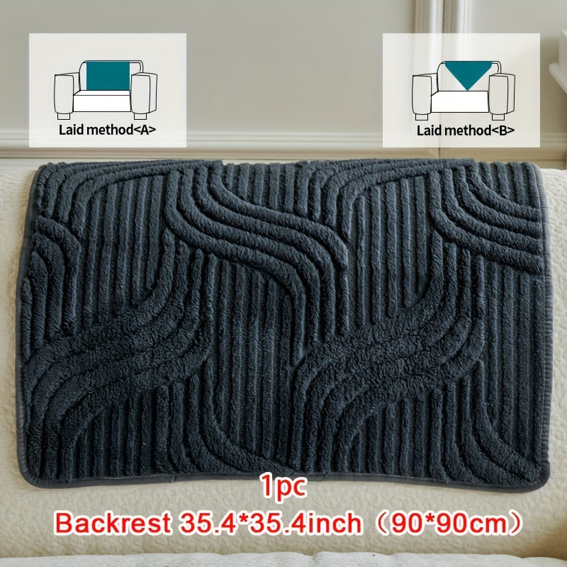 250-300g 1pc Plush Polyester Fabric Modern Luxury Non-Slip Sofa Cover, Pet-Friendly, Breathable, Fashionable, Machine Washable, No Print, Suitable for Living Room, Bedroom, Office