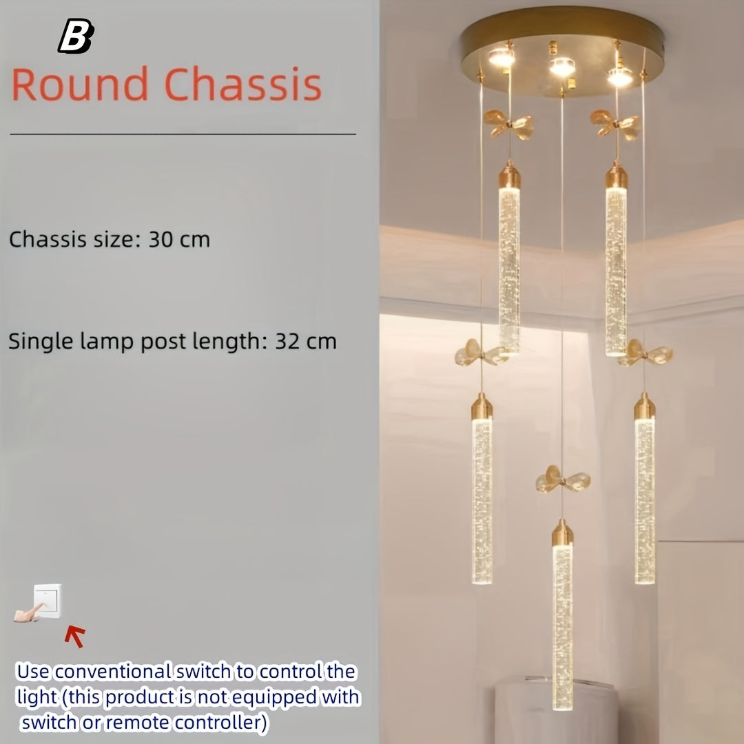 1pc Modern LED Crystal Chandelier, 3-Color Adjustable, Semi-Flush Mount Ceiling Fixture with Detachable Stainless Steel Shade, Installation Hardware Included, Hard-Wired, 110V-240V, for Living Room and Dining Room