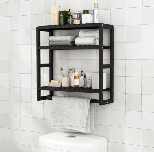 Adjustable 3 Tiers Floating Over The Toilet Storage Shelve Organizer - Cosy