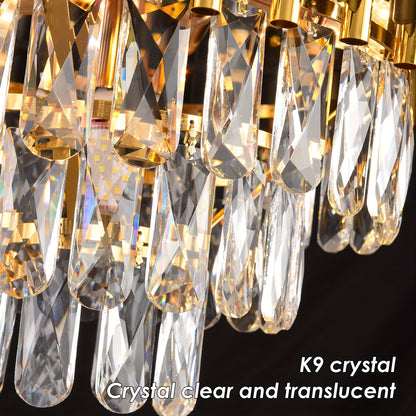 1pc Modern Crystal Chandeliers, 3 Tiers Black And Gold Pendant Light Fixtures, Crystal Ceiling Lamp, Elegant Modern Flush Mount Ceiling Lighting For Bedroom, Hallway, Bar, Living Room, Dining Room, (E12 Lamp Holder, Bulb Not Included)