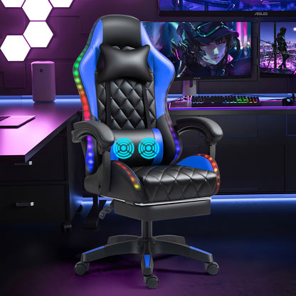 LED Gaming Chair: The Ultimate Gaming Throne With Stylish Lights, Lumbar Massage & Sliding Footrest