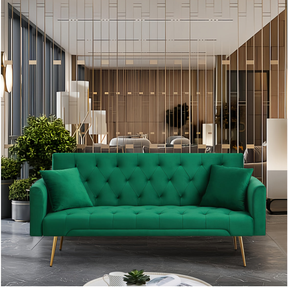 green single sofa