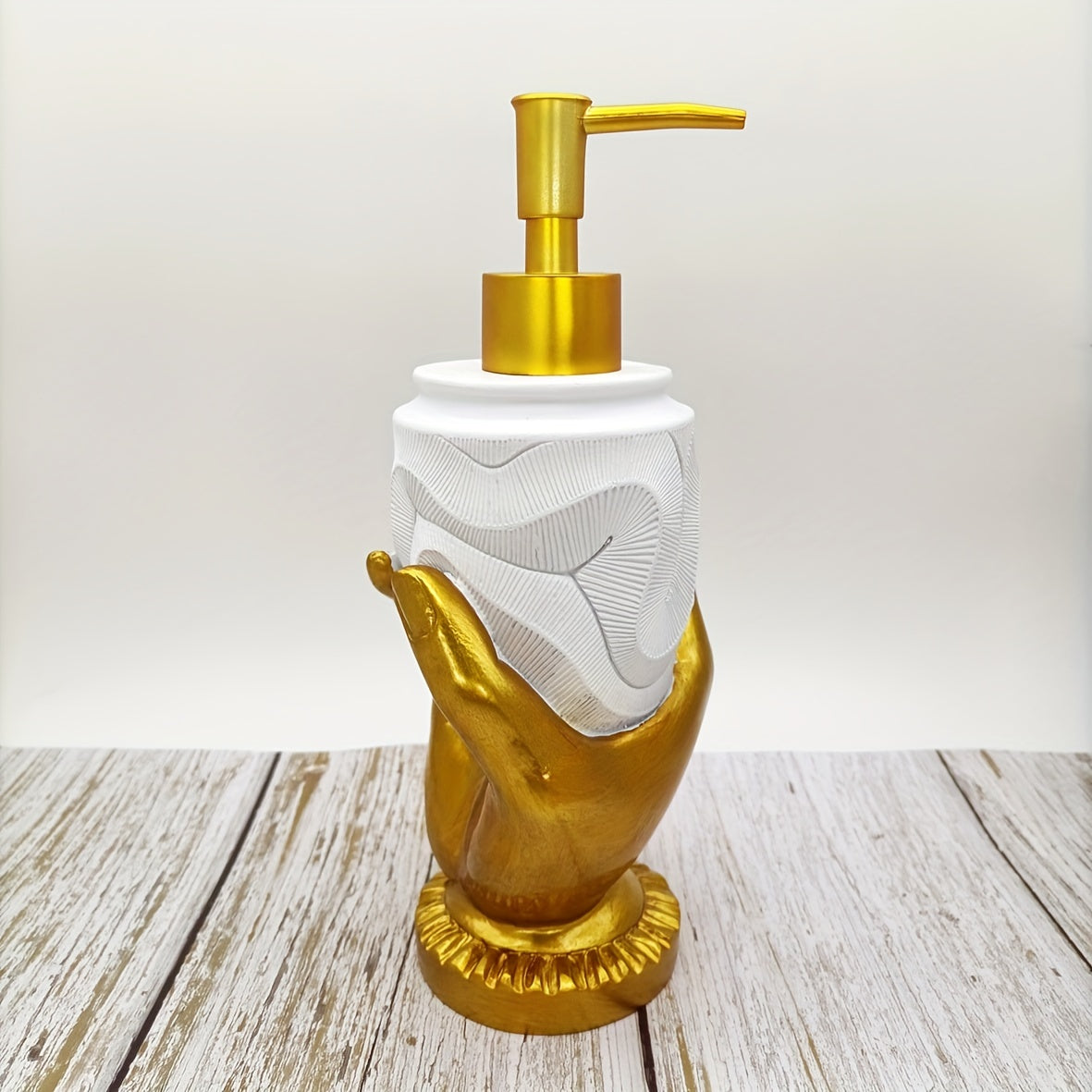 Golden Finger Design Resin Soap Dispenser - Mercury-Free, Freestanding Bathroom Accessory for Lotion & Shampoo, Soap Dispenser Bathroom