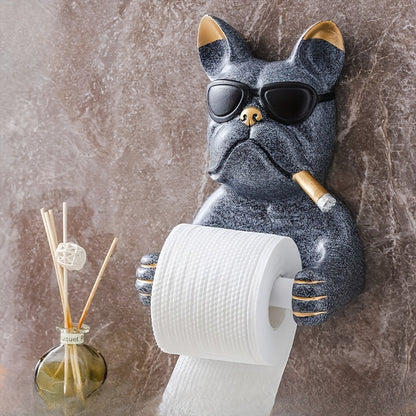 1Pc Adhesive Wall Mount Toilet Paper Holders Dogs Toilet Roll Holder Resin Roll Paper Holder Bathroom Home Apartment Decoration - Cosy