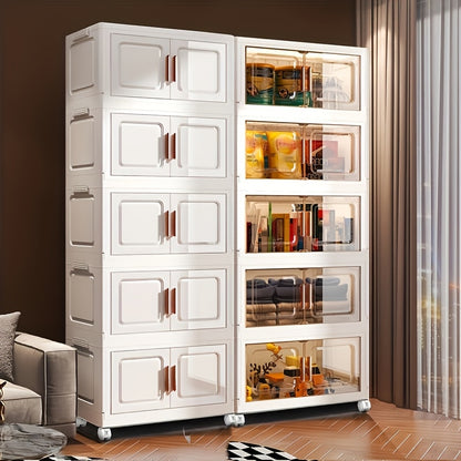 2025 Up grande multi-layer extra large storage cabinet, high-end multifunctional foldable storage box (with wheels and doors), aesthetic room decoration, suitable for bedrooms, can organize documents, toys, snacks, clothes