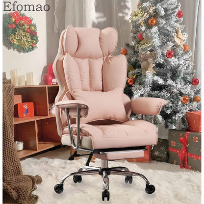 Efomao Desk Office Chair 400LBS, Big And Tall Office Chair, PU Leather Computer Chair, Executive Office Chair With Leg Rest And Lumbar Support