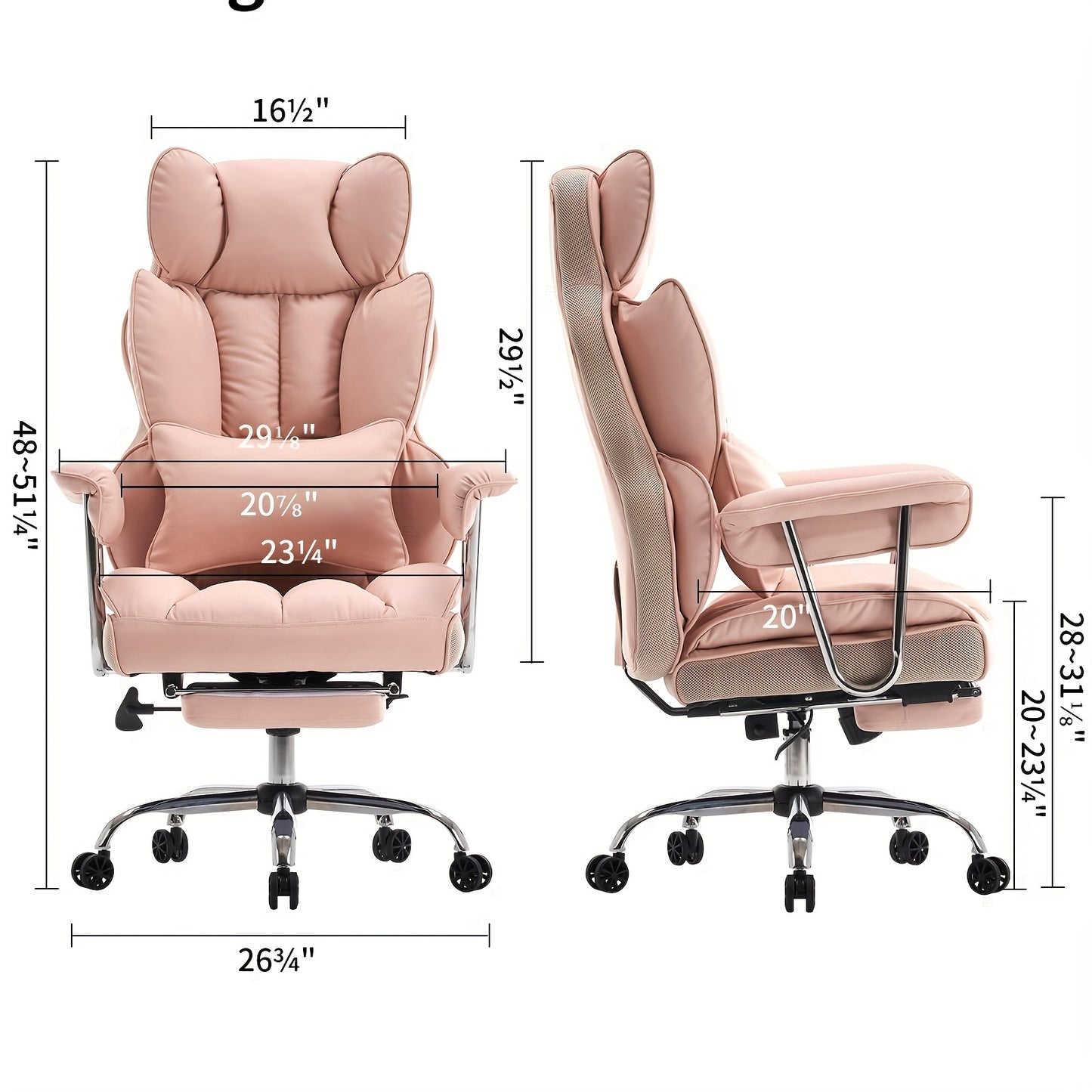 Efomao Desk Office Chair 400LBS, Big And Tall Office Chair, PU Leather Computer Chair, Executive Office Chair With Leg Rest And Lumbar Support