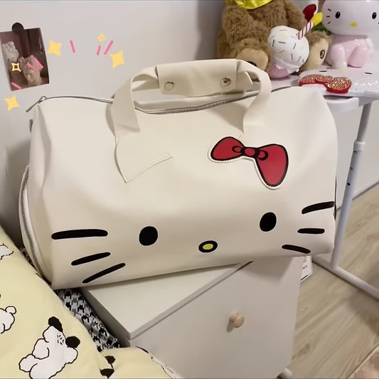 1pc Large Capacity Hello Kitty Cute Cartoon Travel Bag, Hand-Held Messenger Fitness Bag for Short-Distance Light Luggage