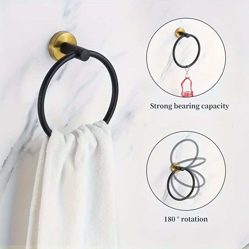 5-Piece 201 Stainless Steel Bathroom Accessory Set: Wall Mounted Towel Bars, Towel Ring, Toilet Paper Holder, Robe Hooks - Hardware Kit for Home and Hotel Bathrooms - Cosy