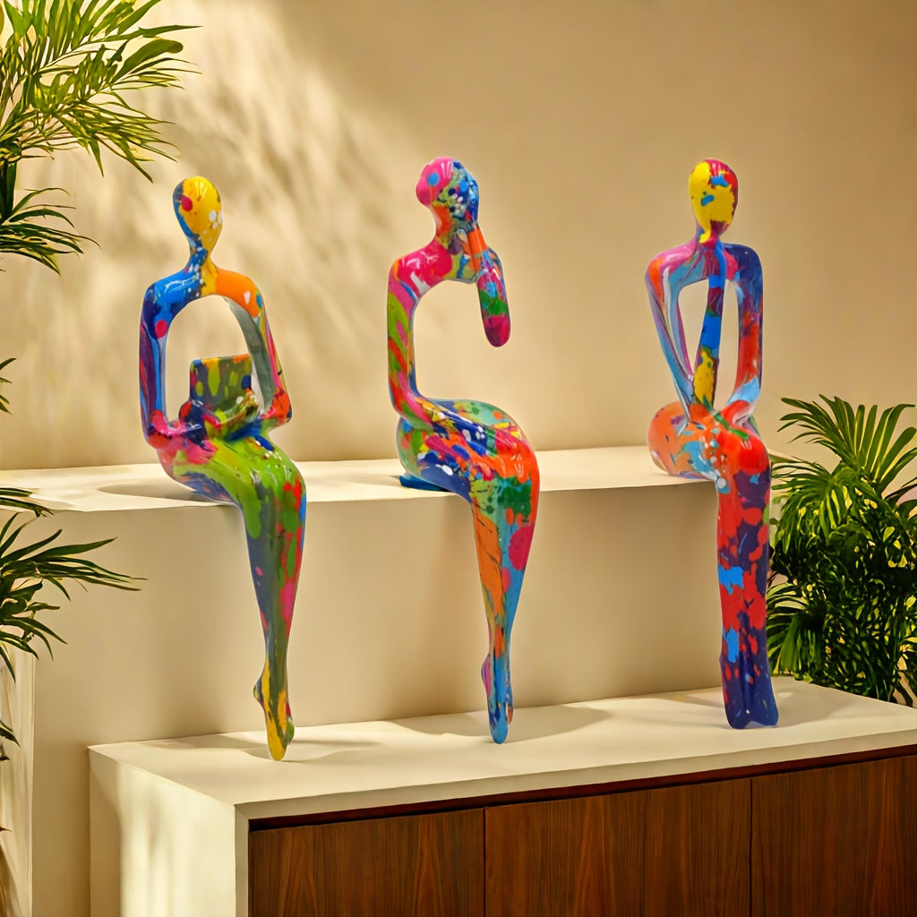 3 Pieces Resin Abstract Figure Statues - Durable, Modern, and Versatile Decorative Art for Home, Office, or Gift - Perfect for Any Occasion, Easy to Assemble and Maintenance-Free