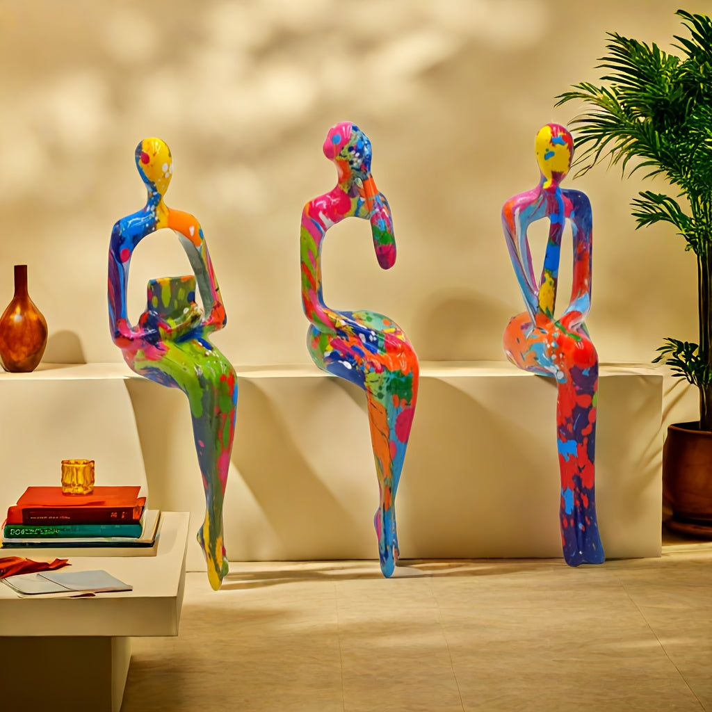 3 Pieces Resin Abstract Figure Statues - Durable, Modern, and Versatile Decorative Art for Home, Office, or Gift - Perfect for Any Occasion, Easy to Assemble and Maintenance-Free