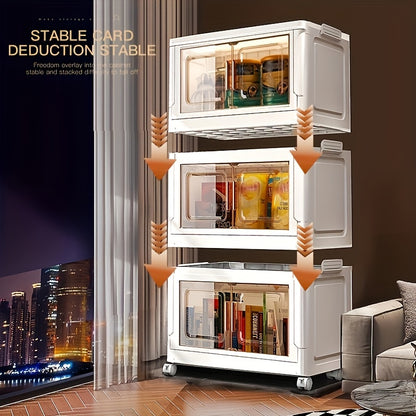 2025 Up grande multi-layer extra large storage cabinet, high-end multifunctional foldable storage box (with wheels and doors), aesthetic room decoration, suitable for bedrooms, can organize documents, toys, snacks, clothes