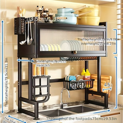 Home with Cabinet Door Kitchen Storage Rack Sink Dish Tray Storage Rack Multi-function Counter Top Drain Rack