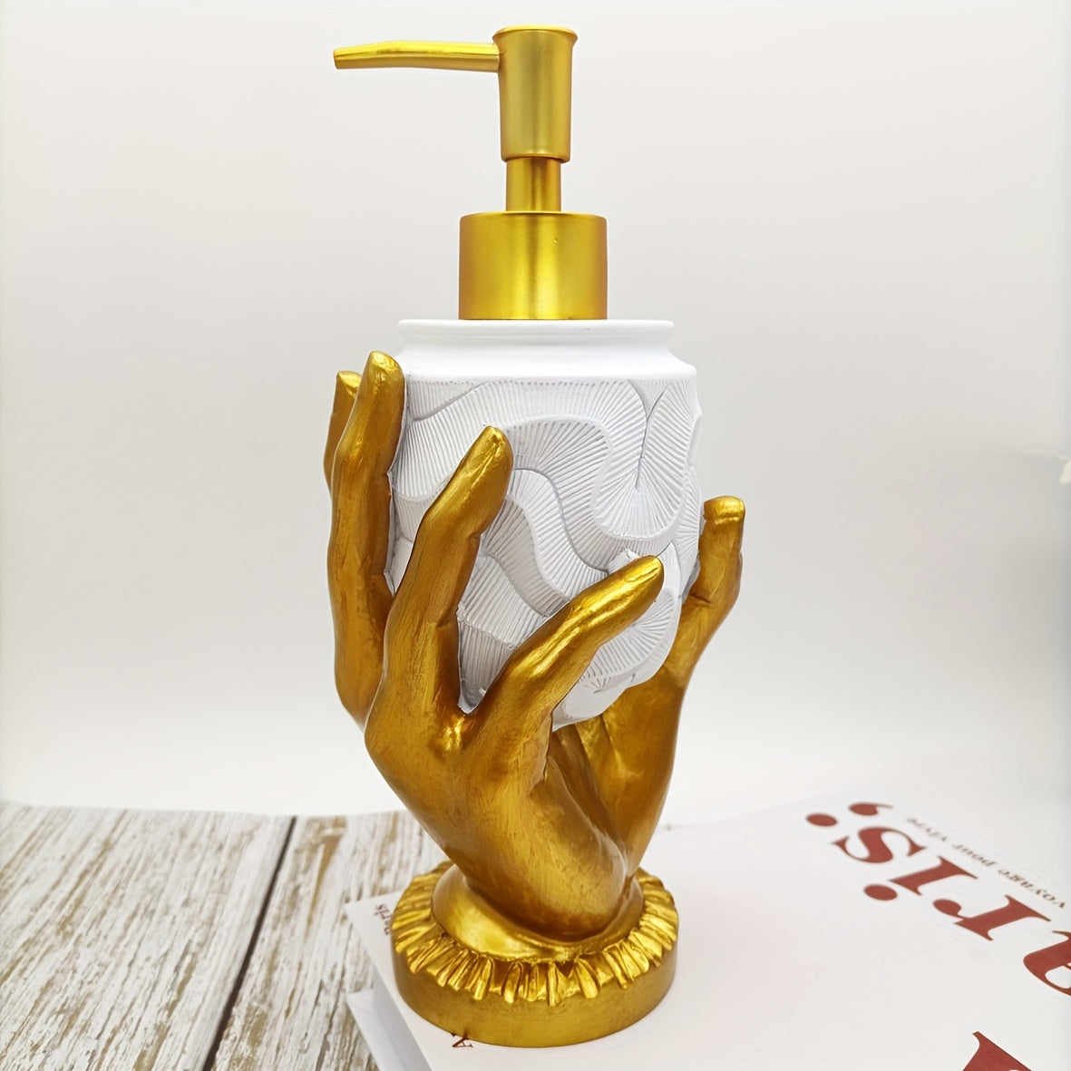 Golden Finger Design Resin Soap Dispenser - Mercury-Free, Freestanding Bathroom Accessory for Lotion & Shampoo, Soap Dispenser Bathroom