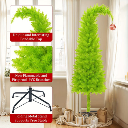 1 PC 6FT Bendable Artificial Christmas Tree with Tree Skirt, String Light, Christmas Ball, Stand, and Whimsical Ornaments for Home Office Party Decor- Cosy